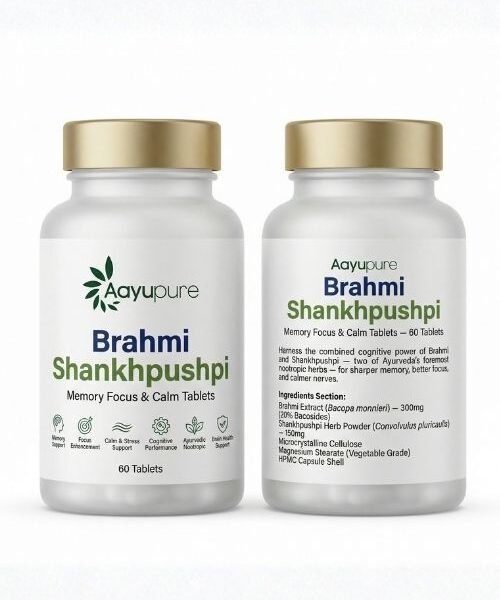 Aayupure Brahmi Shankhpushpi Memory Focus & Calm Tablets — 60 Tablets