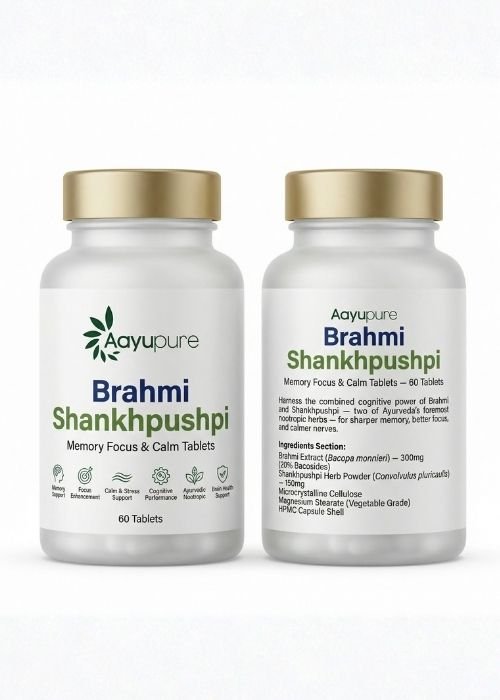 Aayupure Brahmi Shankhpushpi Memory Focus & Calm Tablets — 60 Tablets