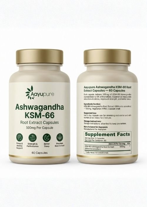 Aayupure Ashwagandha KSM-66 Root Extract Capsules — 60 Capsules